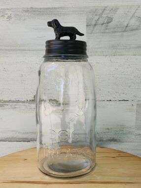 MASON JAR GLASS DOG TREAT CANISTER
